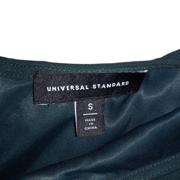 Universal Standard "Mary" Plus Size Hunter Green Crossover Neckline Sheath Dress - Picture 4 of 6